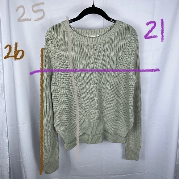 H&M Sweater Cropped Knit Pullover Crewneck Long Sleeve Ribbed Woven Knit Top - Picture 7 of 8